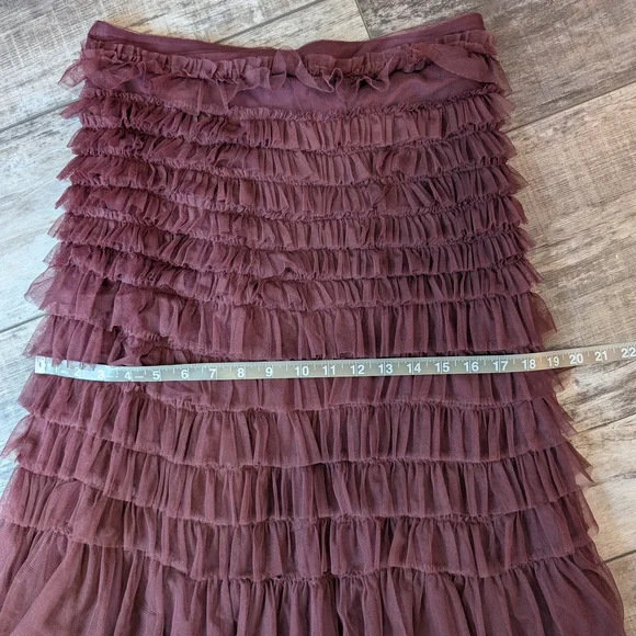 Anthropologie Let Me Be Ruffled Tule Maxi Tiered A-Line Skirt Sz. M - Picture 11 of 12